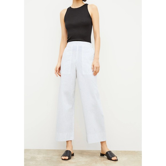 Mm Lafleur The Madelyn Pull-On Cropped Pant Poplin Stripe Size 10
